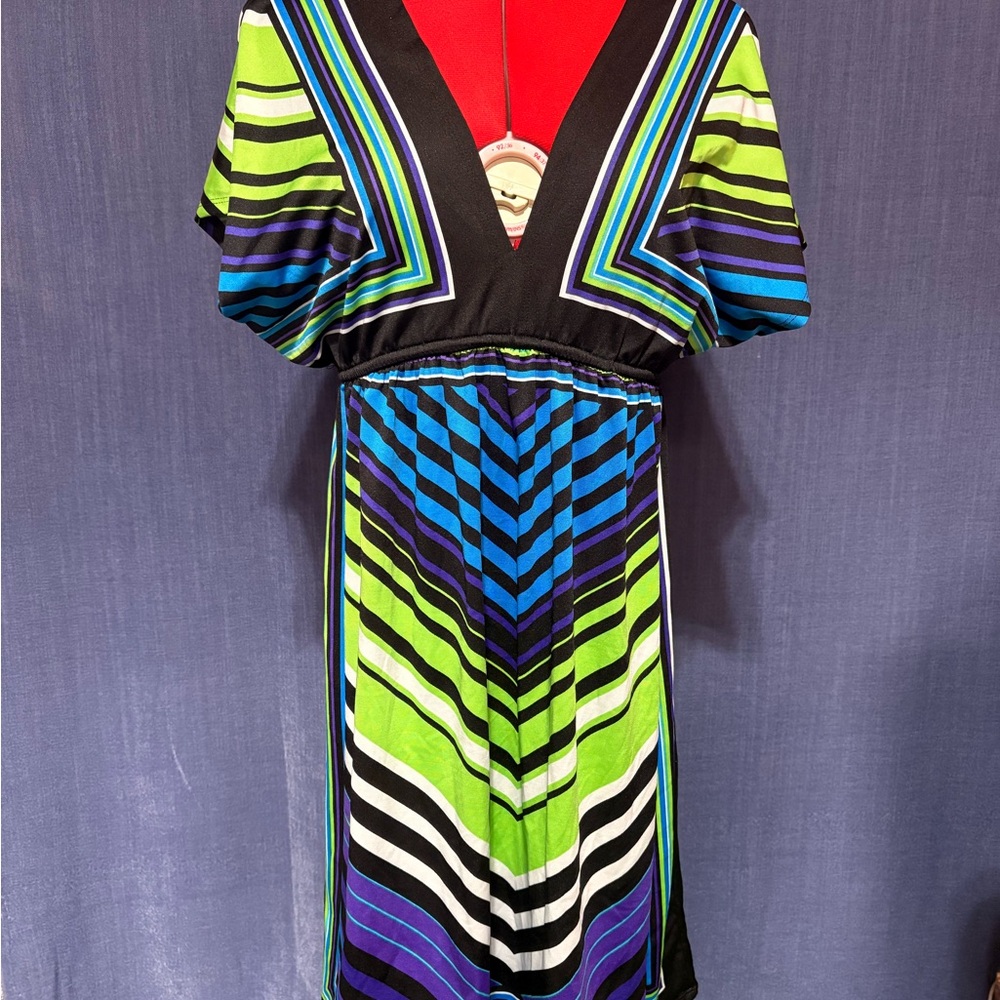 Bailey Blue Green and Blue Midi Sundress with Flutter Sleeves dress 👗
